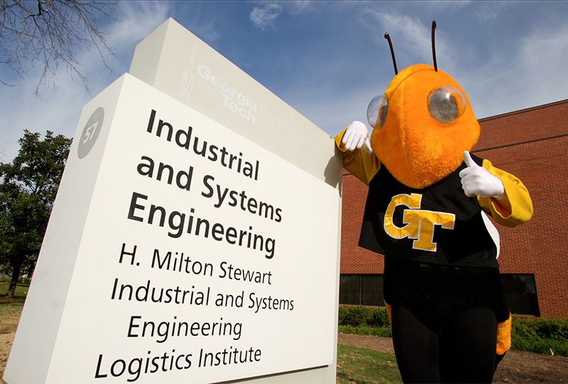 Buzz next to ISYE Main building sign