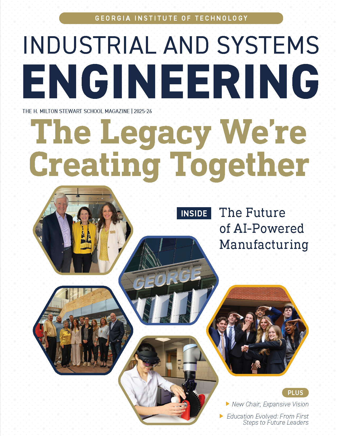 ISyE 2026 magazine cover with hexagon images for the feature stories 