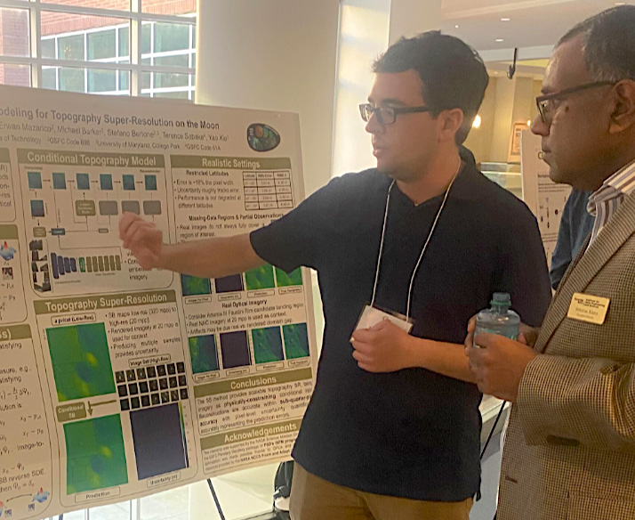 Matthew Repasky, a Ph.D. student in Machine Learning, presents a poster about his research