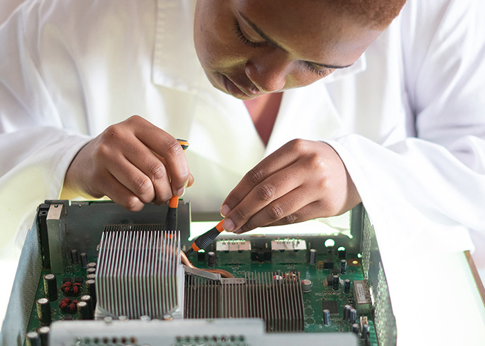 A person working on a computer