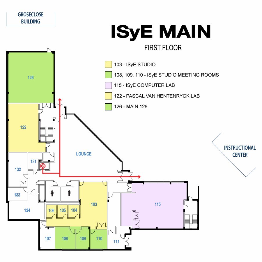 Map of the first floor of the ISyE Main Building