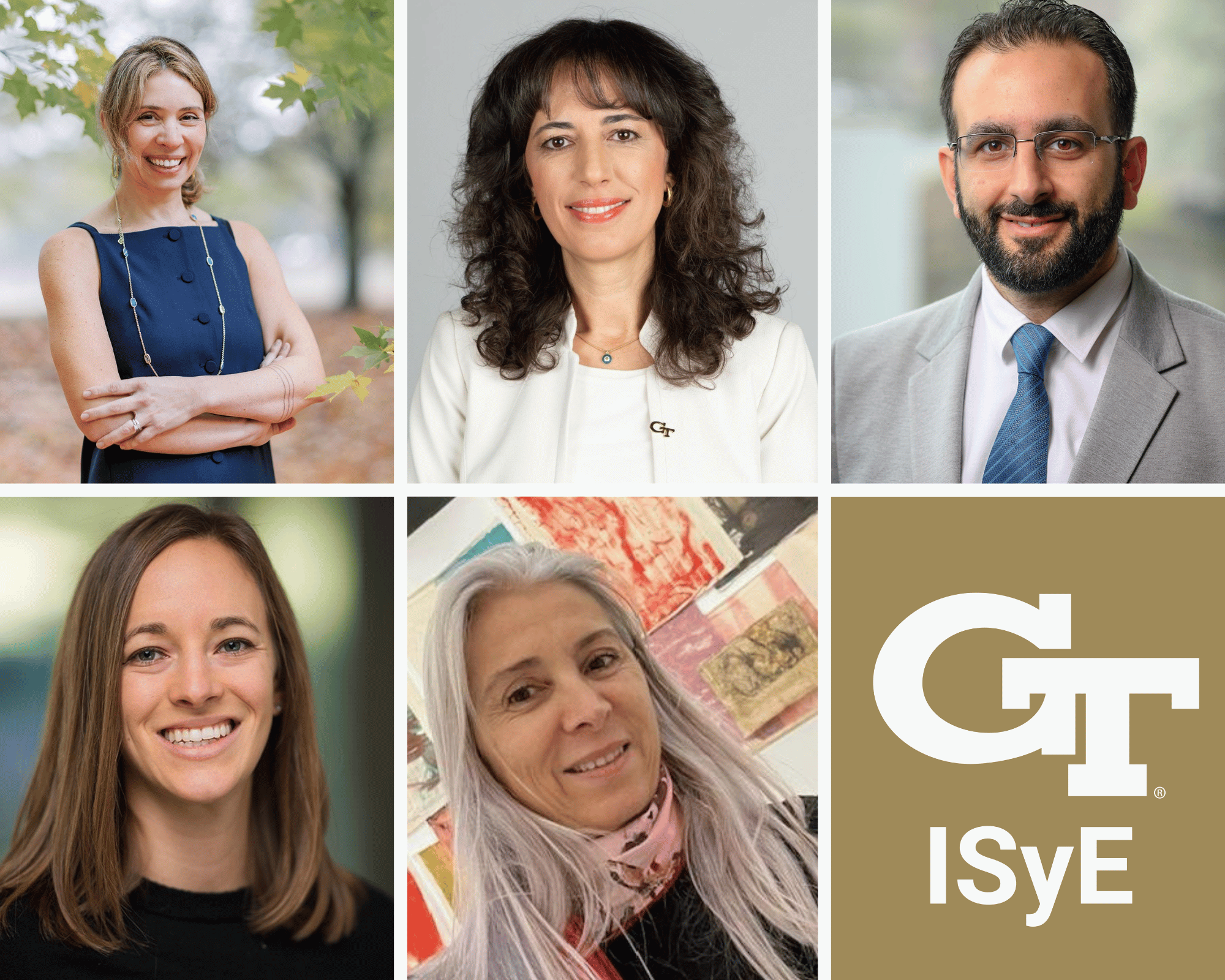 ISyE faculty leading the new Health Systems minor include (top row, left to right) Dima Nazzal, Pinar Keskinocak, and Turgay Ayer; and (bottom row, left to right) Lauren Steimle and Nicoleta Serban.