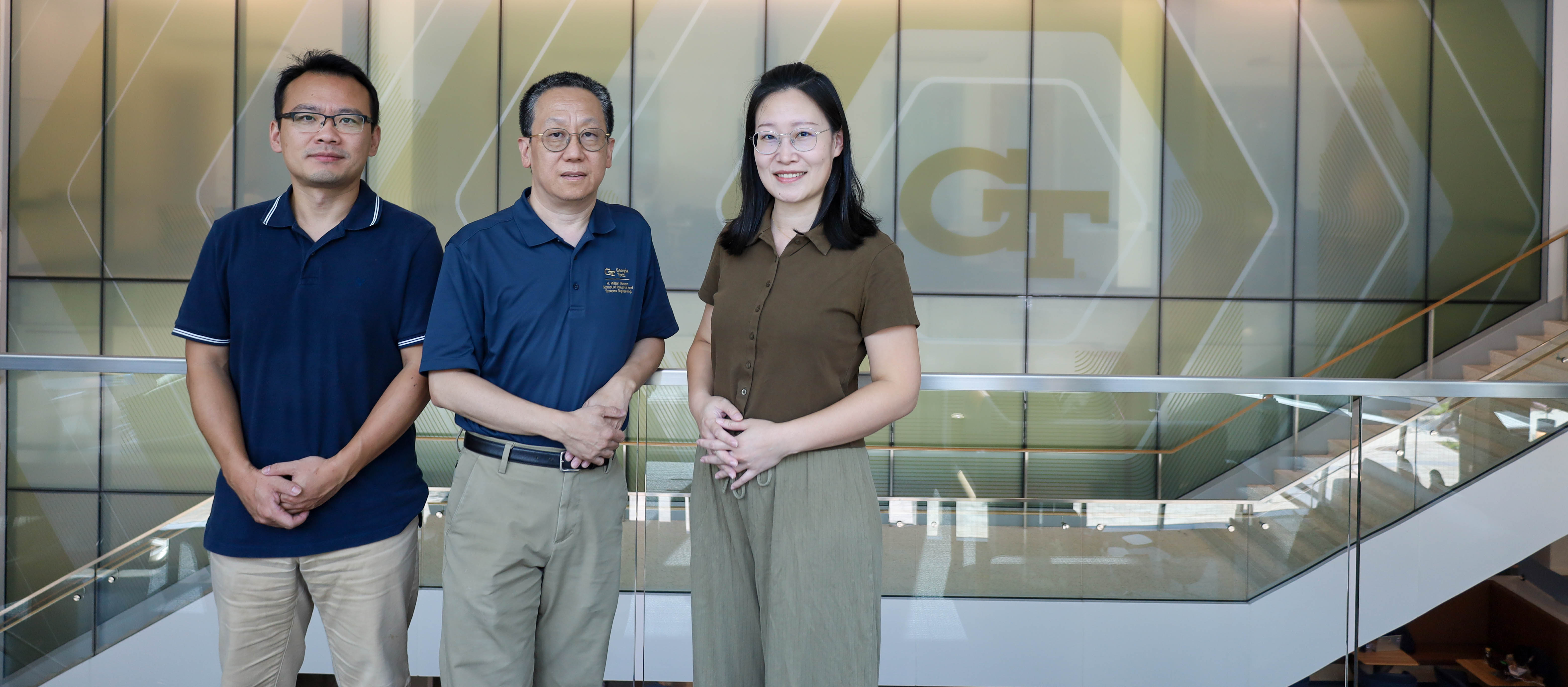 The ISyE research team from left to right: Xiao Liu, the David M. McKenney Family Associate Professor; Yu Ding, the Anderson-Interface Chair and professor and project lead; and Ph.D. student Quan Zeng.