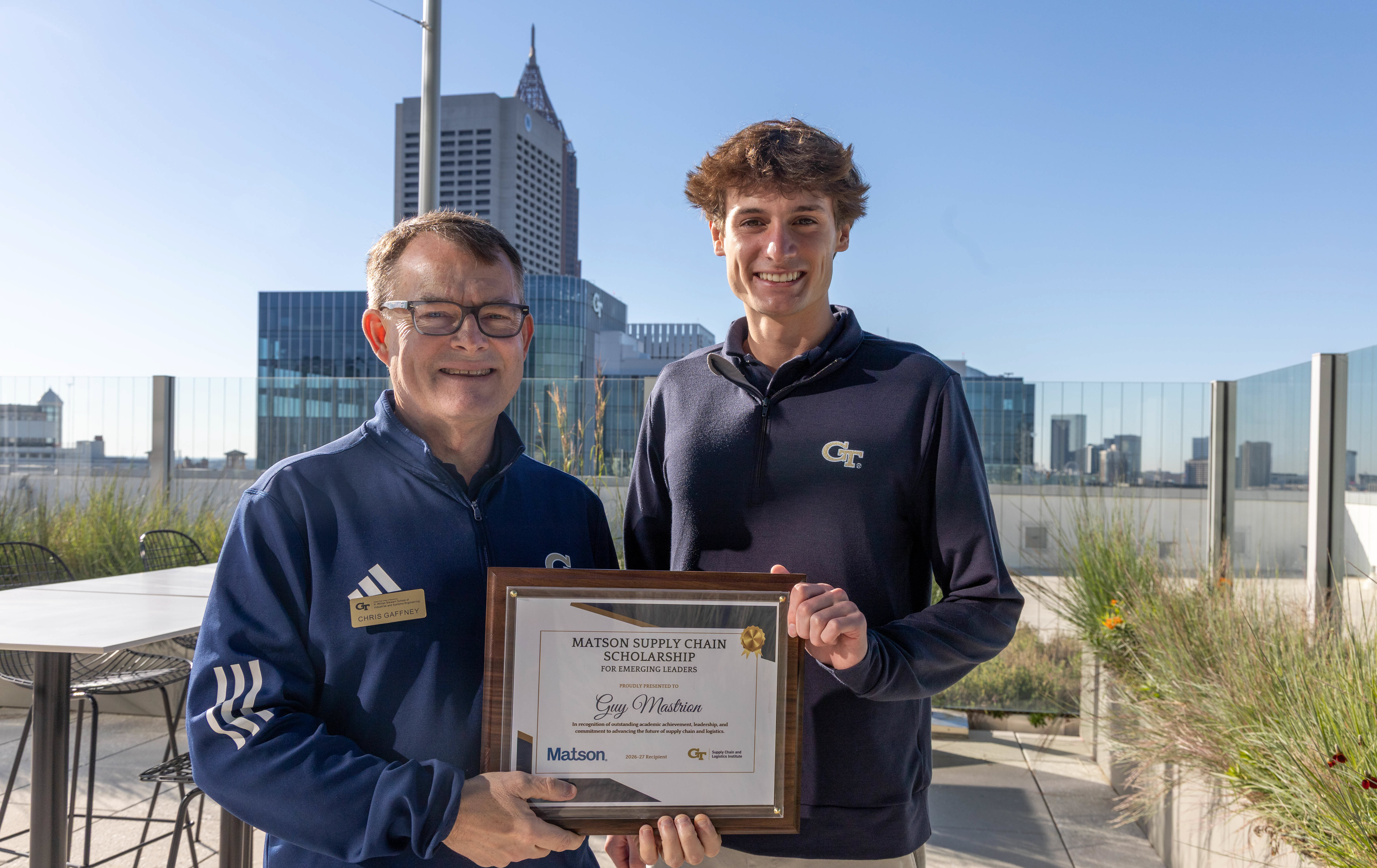 Chris Gaffney (left) and Guy Mastrion (right) on the 15th floor George Tower Herren Family Rooftop Terrace (credit Joshua Smith)