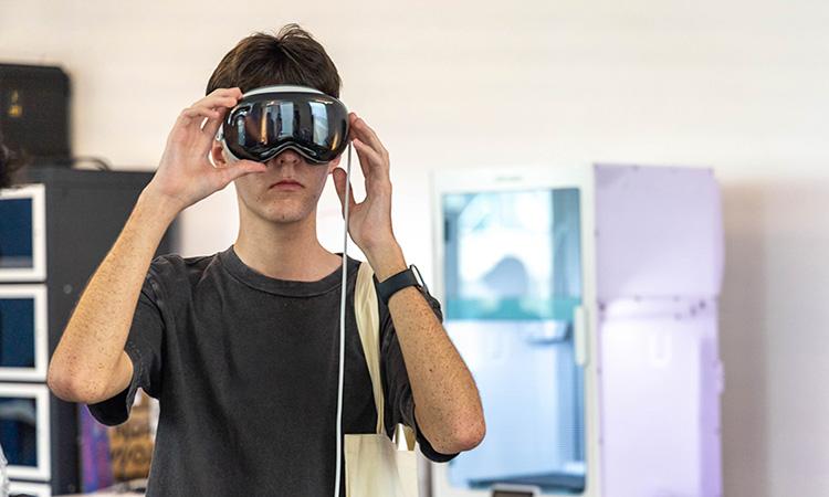 Student in VR headset