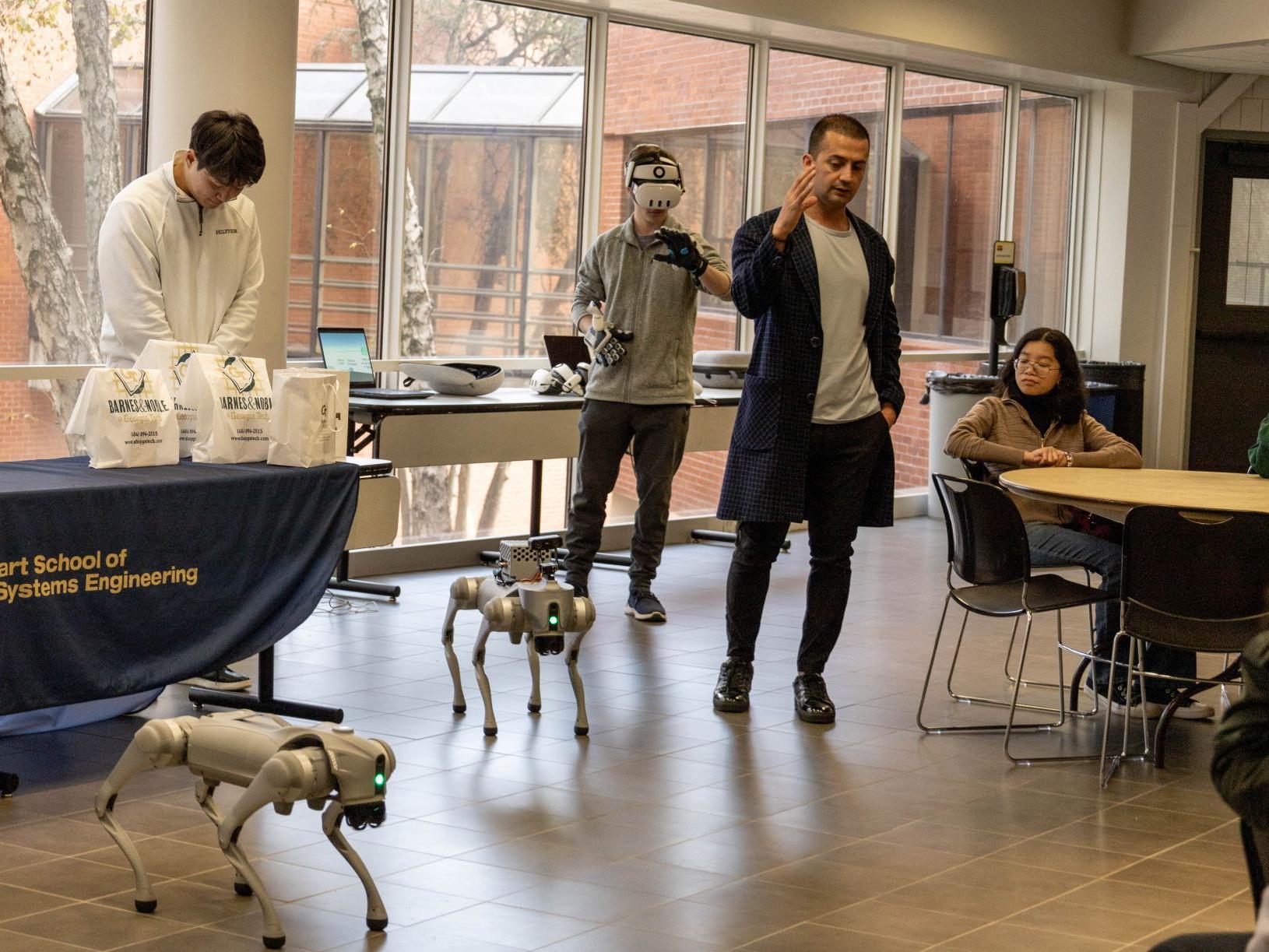 Georgia Tech Faculty working with robot dogs