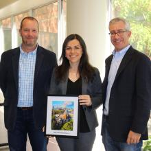 Ph.D. student Beste Basciftci, winner of the Alice and John Jarvis Ph.D. Student Research Award, with School Chair Edwin Romeijn and Associate Chair for Graduate Studies Alan Erera