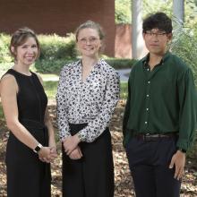 ISyE Director of Professional Practice and Senior Design Coordinator Dima Nazzal, fourth-year Emma Baubly, and fourth-year Kevin Kwon