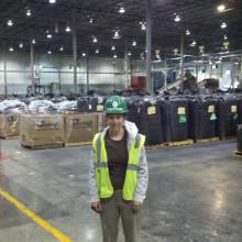 Ginny in her hard hat at Lehigh Technologies