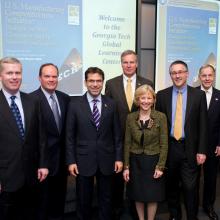 Representatives from industry, labor, government, and academia gathered at the Georgia Tech Global Learning Center for the U.S. Manufacturing Competitiveness Initiative.