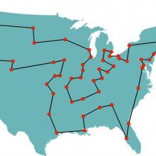 Bill Cook's suggested routes for the traveling salesman